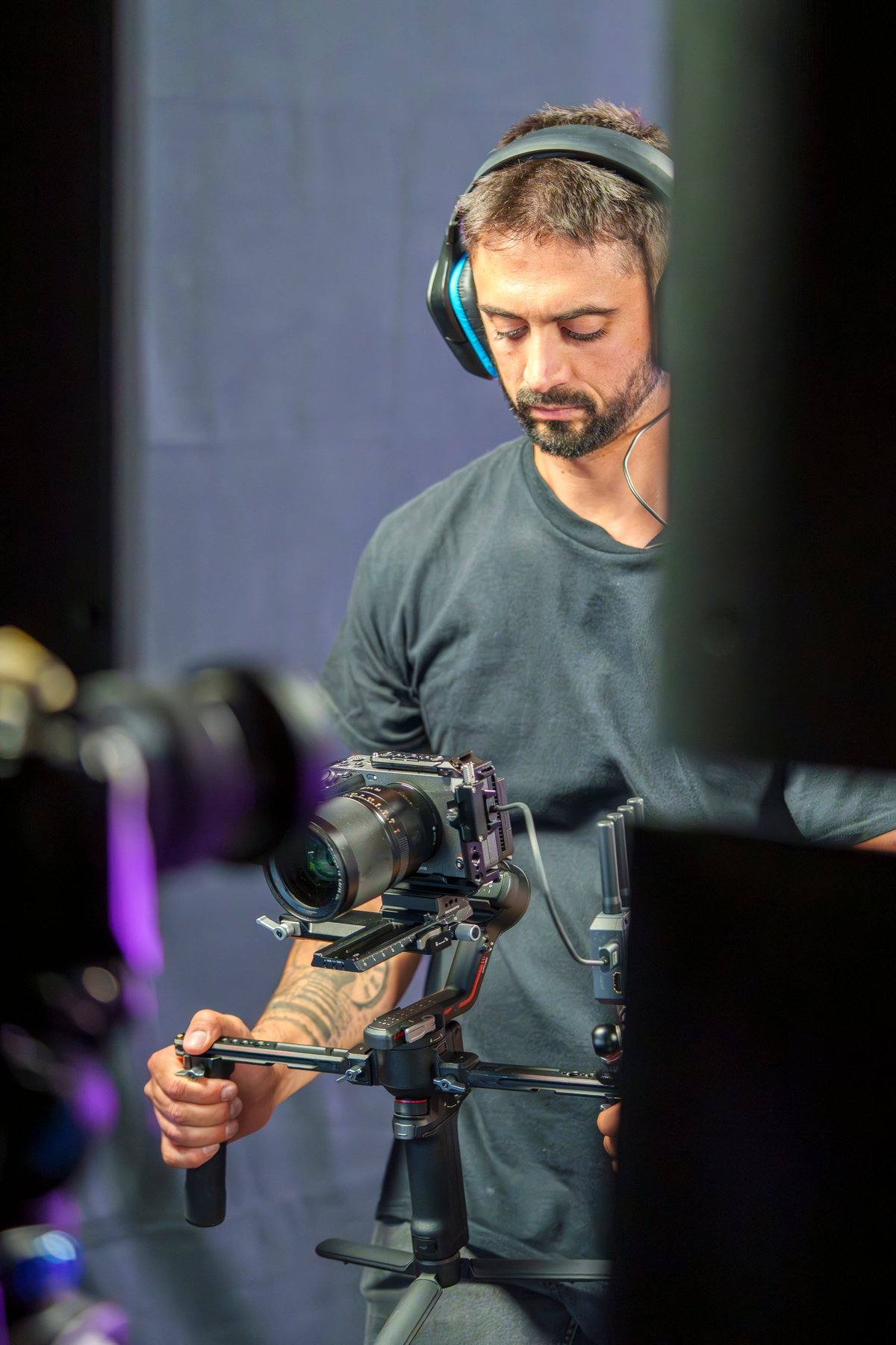 Professional film production on set